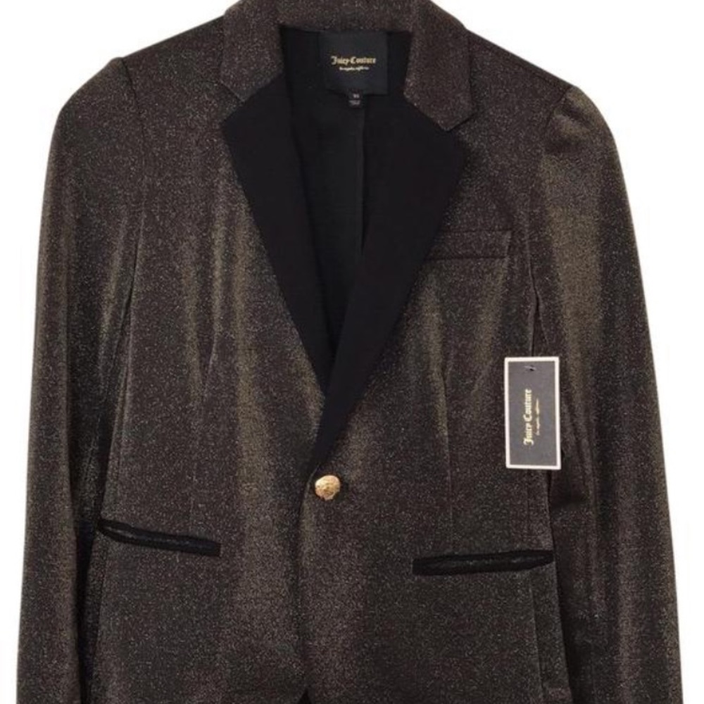 NWT Juicy Couture Gold Lurex 1 Btn Blazer